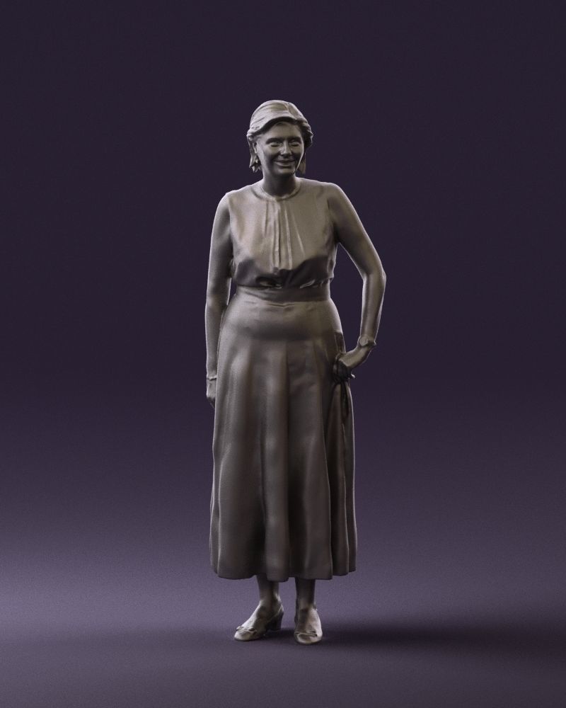 Woman in mint dress 0775 3D model_37