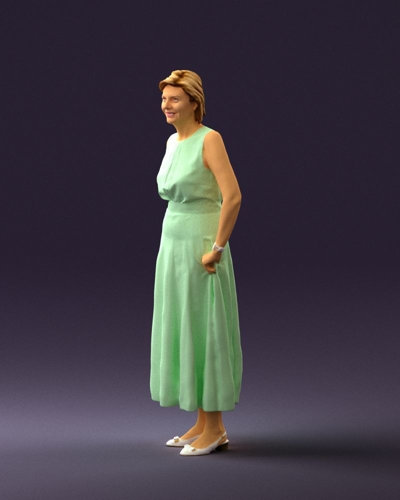 Woman in mint dress 0775 3D model_27