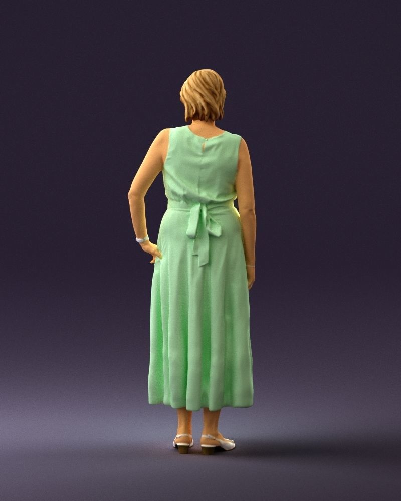 Woman in mint dress 0775 3D model_18