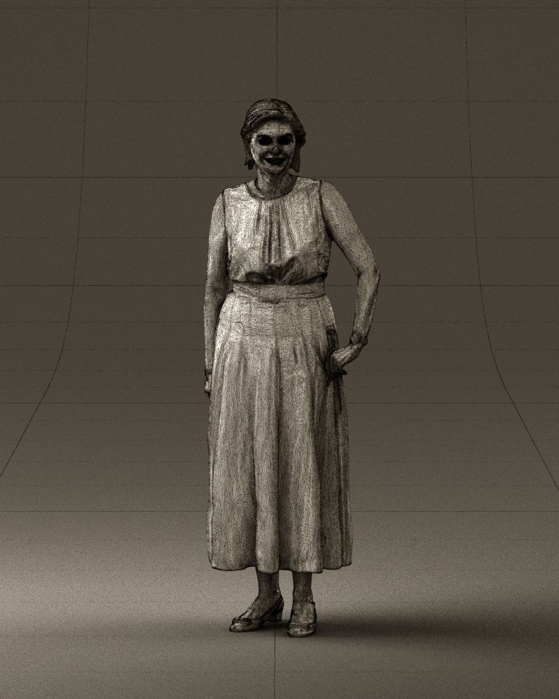 Woman in mint dress 0775 3D model_35