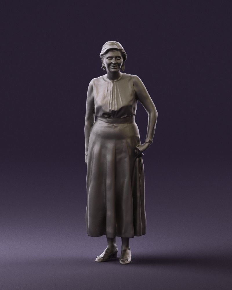 Woman in mint dress 0775 3D model_34