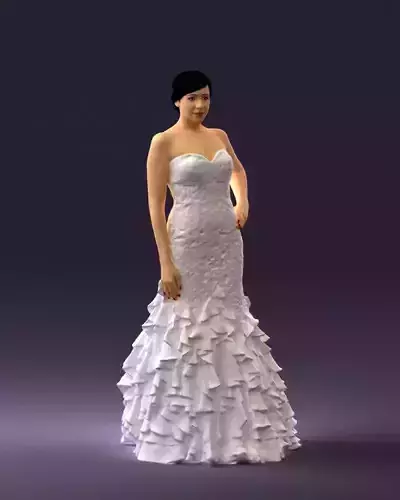 Woman inwhite Long dress 0779