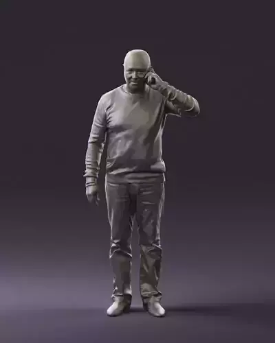 Man in stripped sweater phone talking 0788 3D Print Ready