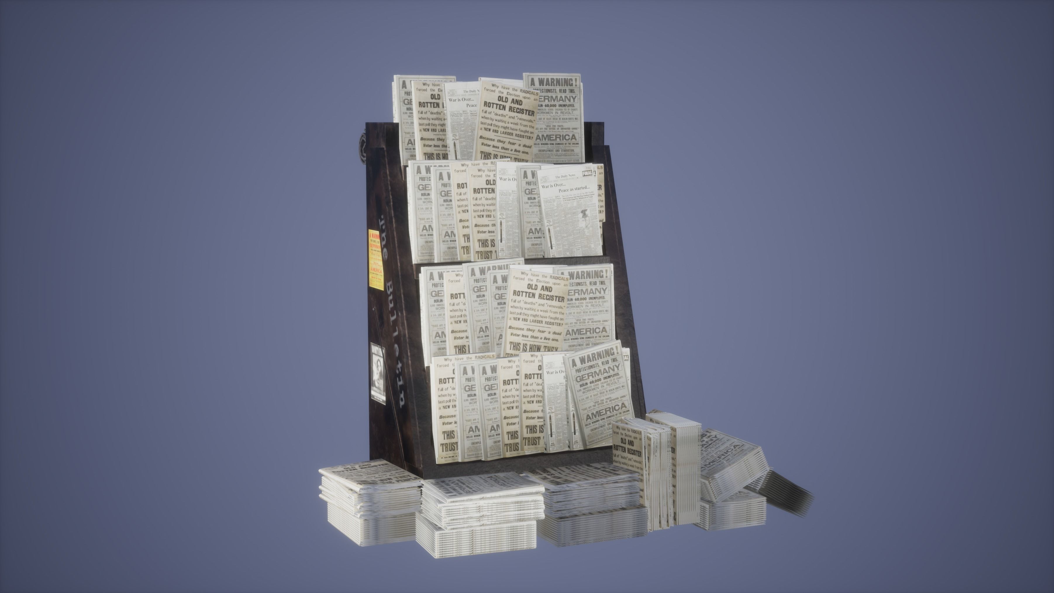 News paper Stand Set Low poly Game Ready  Low-poly 3D model_2