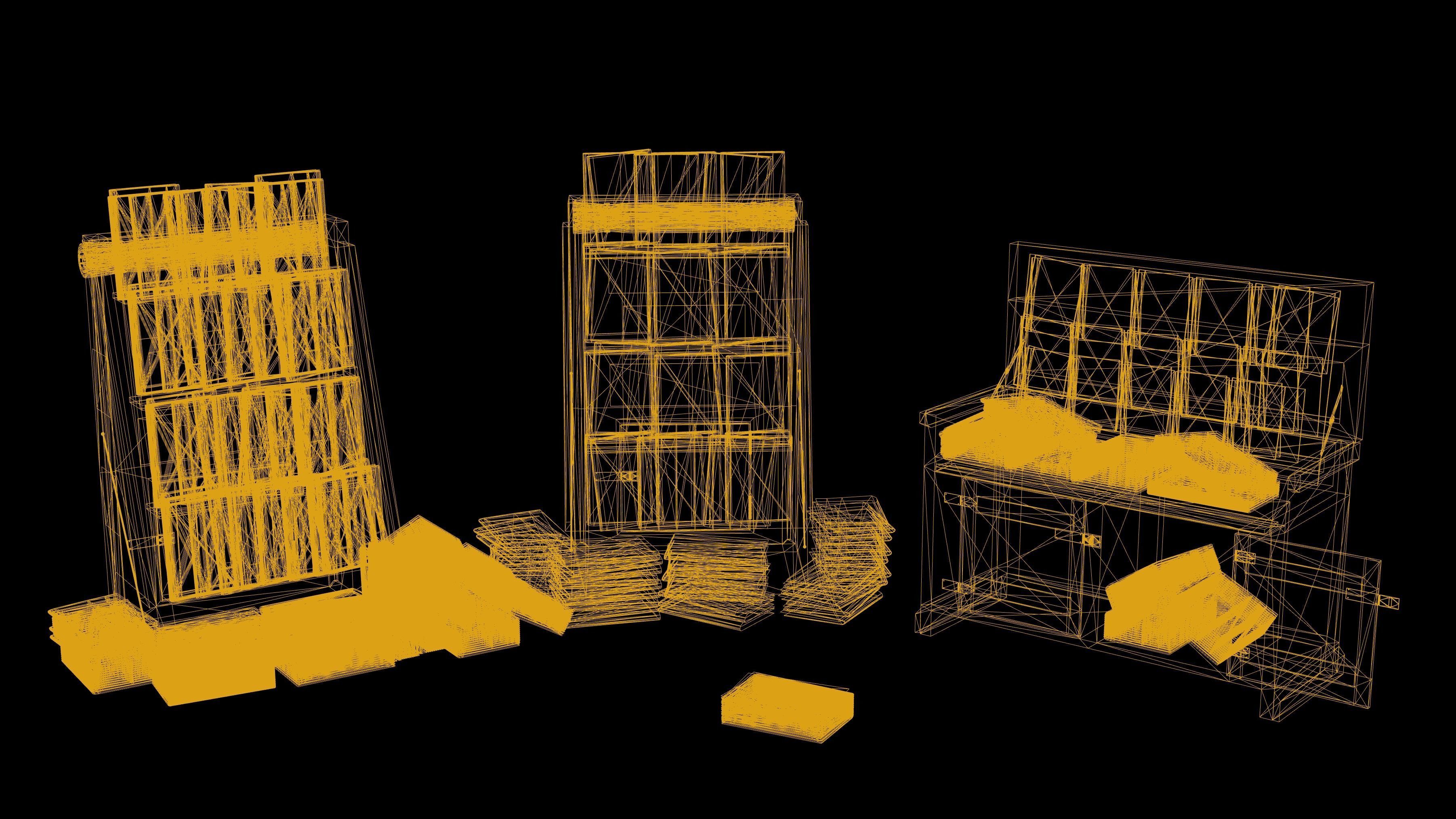 News paper Stand Set Low poly Game Ready  Low-poly 3D model_1