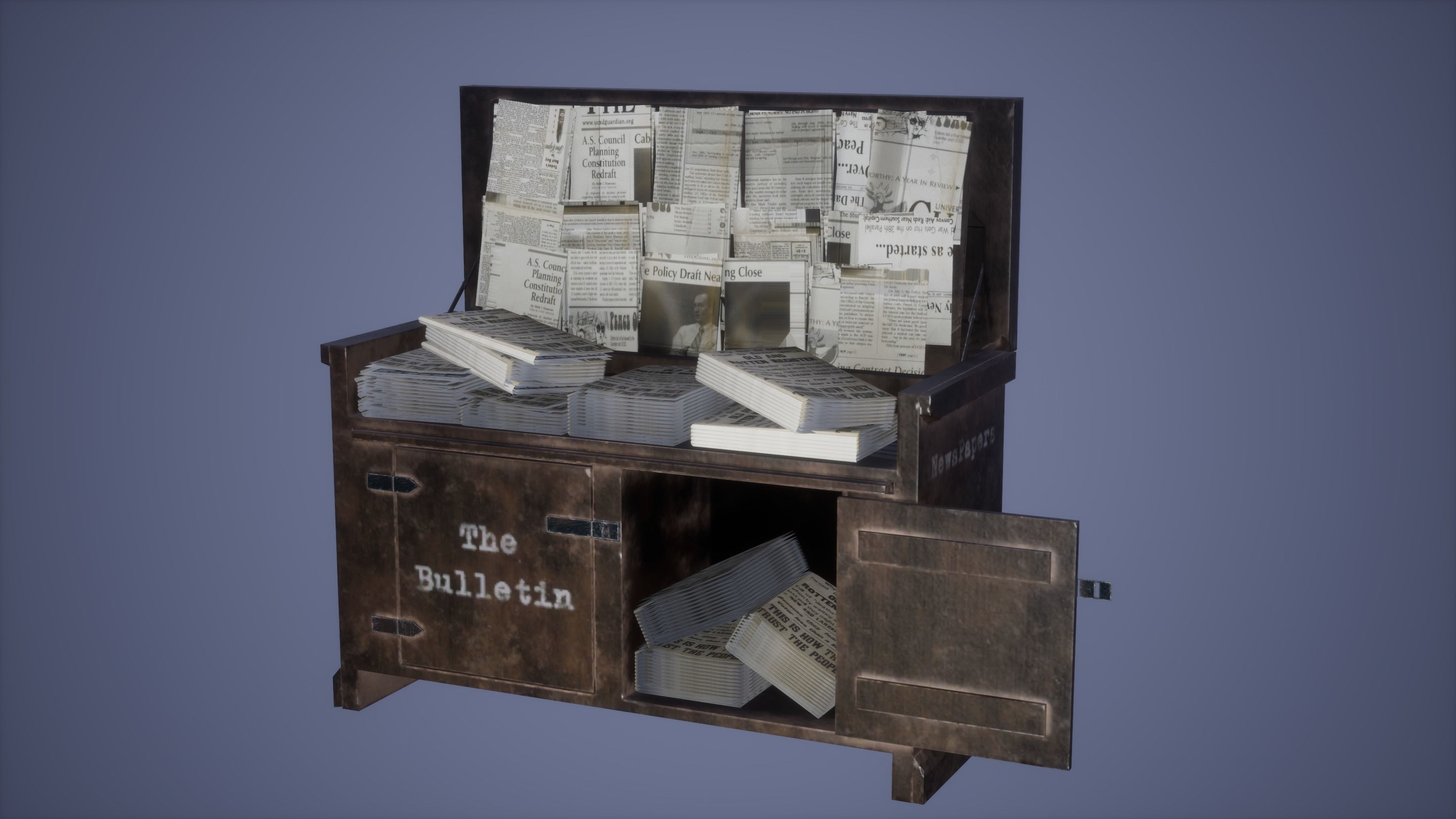 News paper Stand Set Low poly Game Ready  Low-poly 3D model_4
