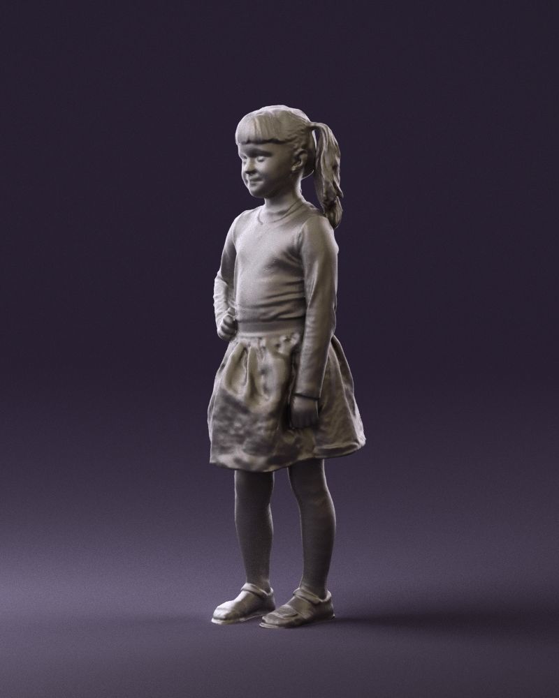 Little girl double ponytail 0794 3D Print Ready 3D print model_18