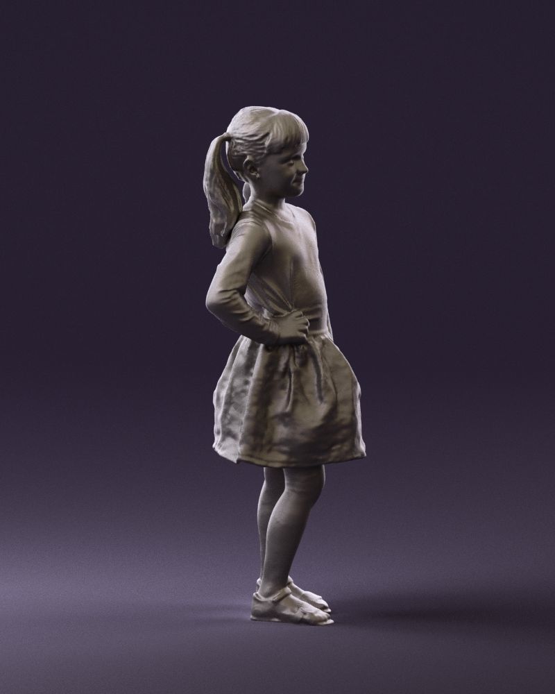Little girl double ponytail 0794 3D Print Ready 3D print model_6