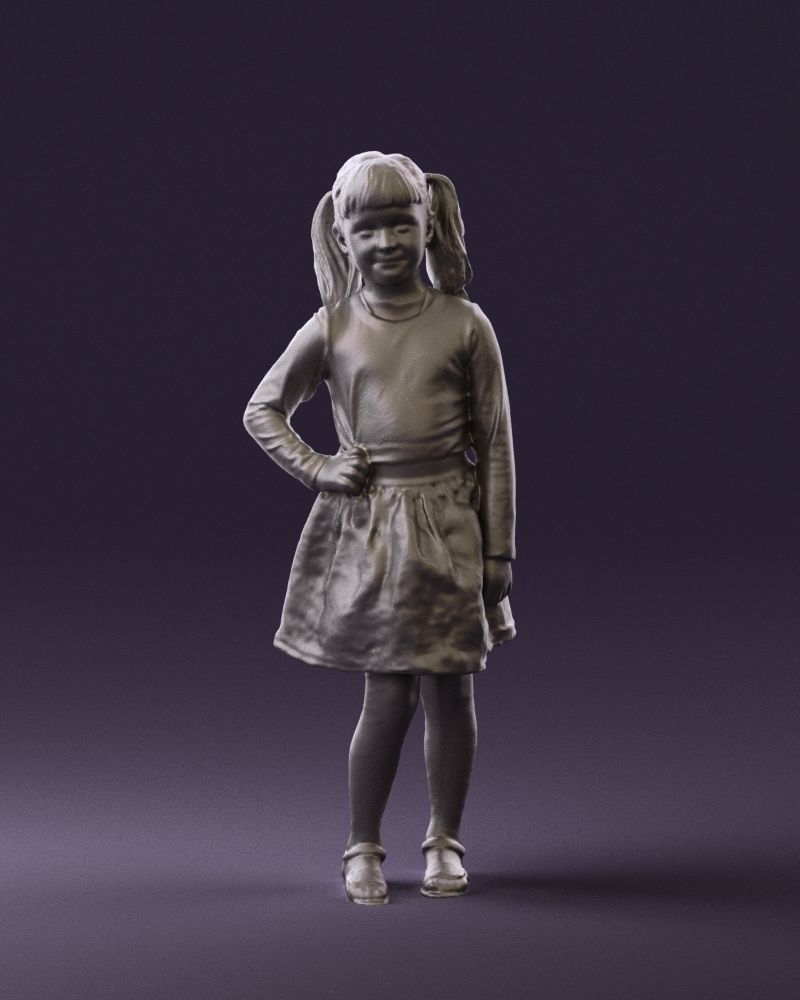 Little girl double ponytail 0794 3D Print Ready 3D print model_22