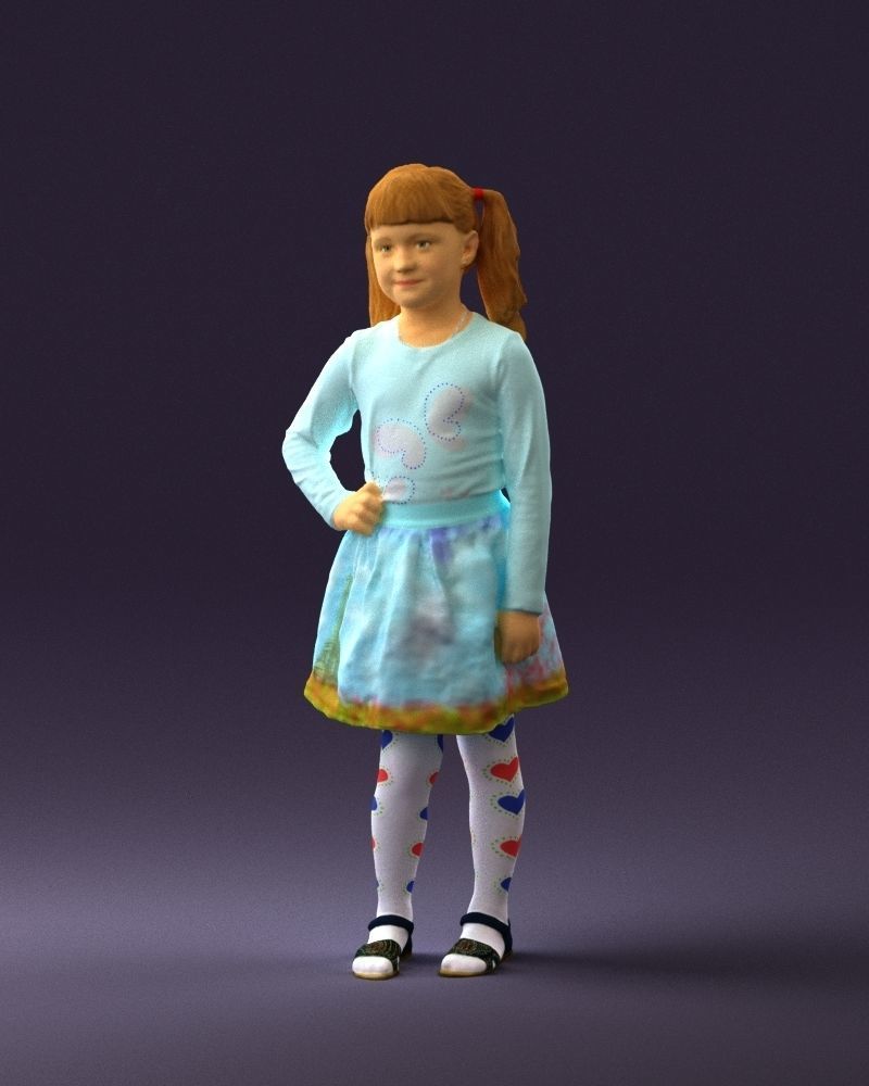 Little girl double ponytail 0794 3D Print Ready 3D print model_21