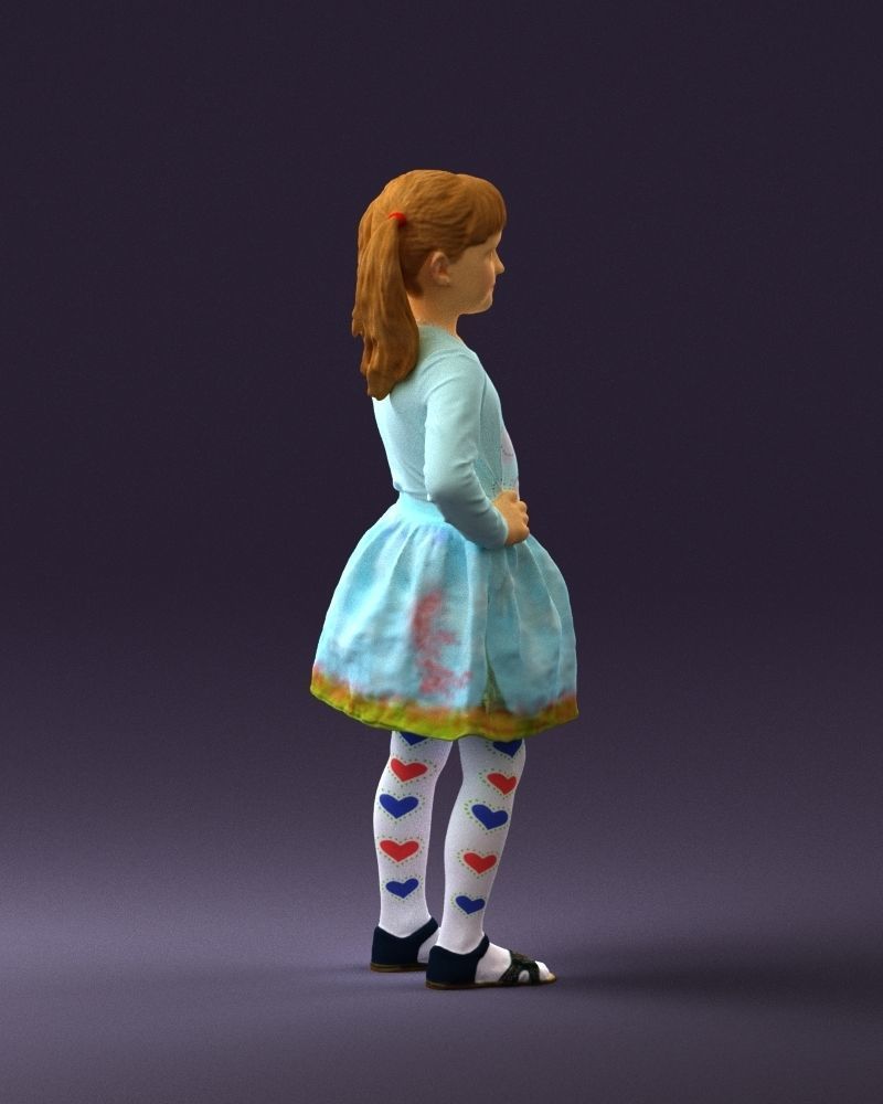 Little girl double ponytail 0794 3D Print Ready 3D print model_9