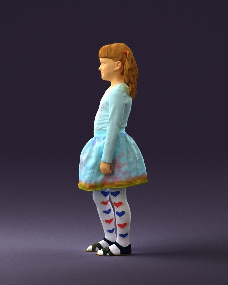 Little girl double ponytail 0794 3D Print Ready 3D print model_17