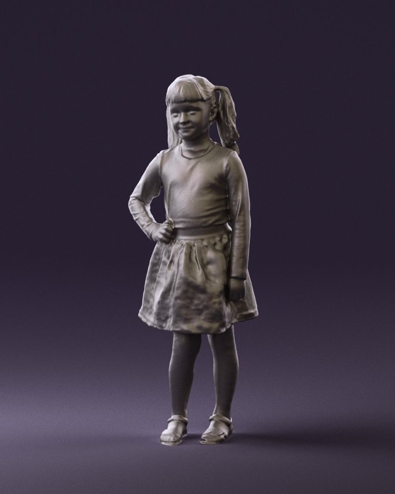 Little girl double ponytail 0794 3D Print Ready 3D print model_20