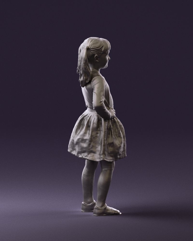 Little girl double ponytail 0794 3D Print Ready 3D print model_8