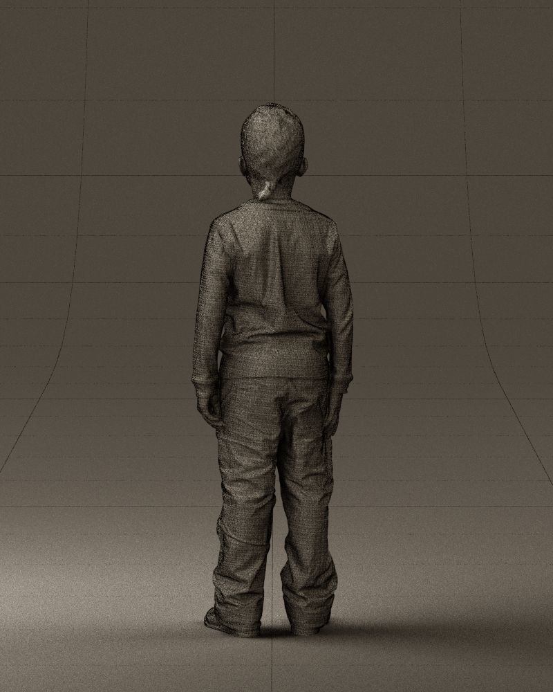 Kid in white blue blouse 0812 3D model_20