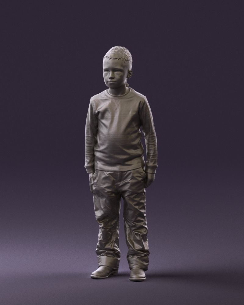 Kid in white blue blouse 0812 3D model_31