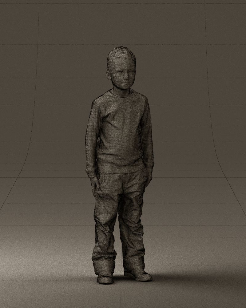 Kid in white blue blouse 0812 3D model_5