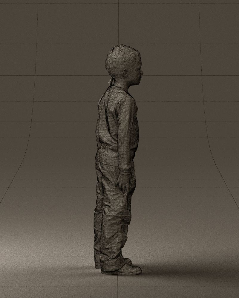 Kid in white blue blouse 0812 3D model_14