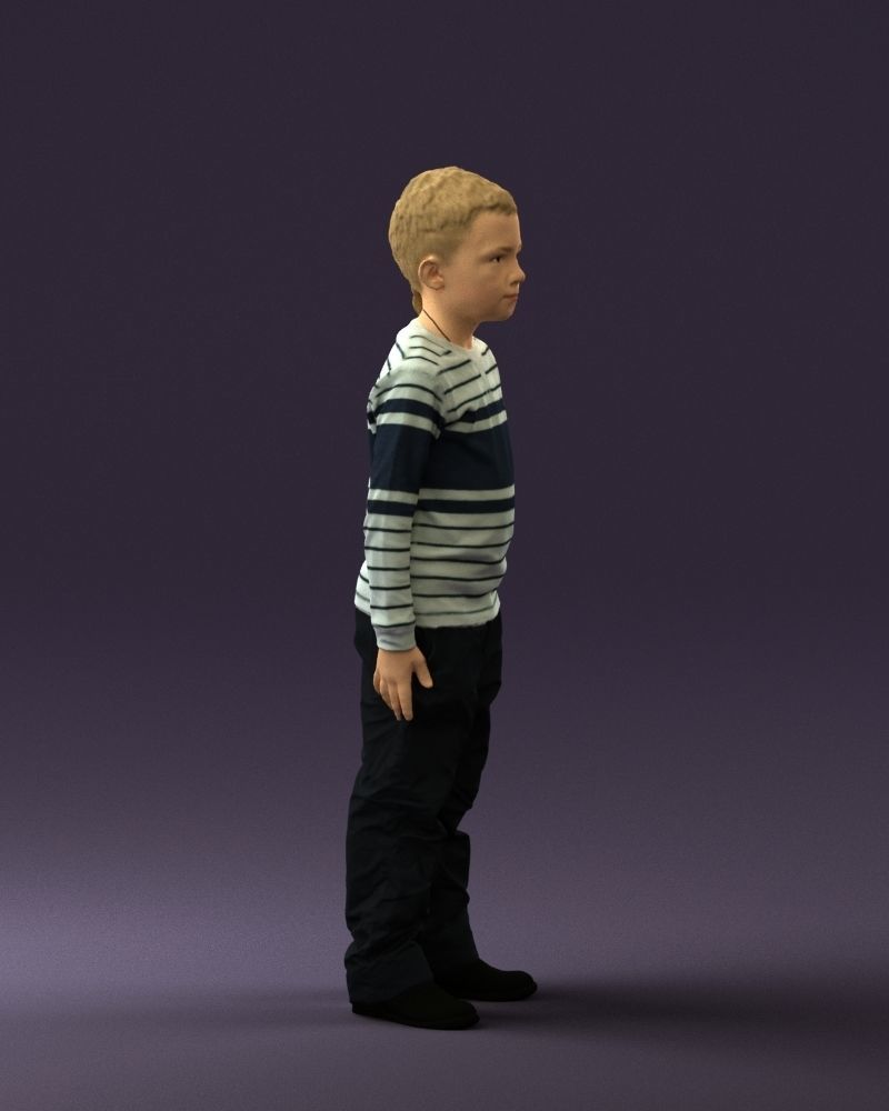 Kid in white blue blouse 0812 3D model_9