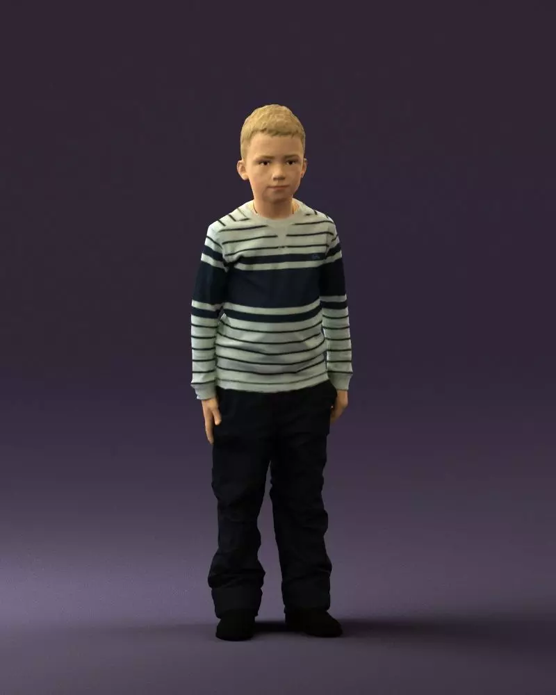Kid in white blue blouse 0812 3D model_0
