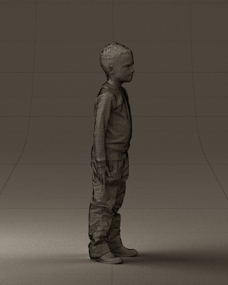 Kid in white blue blouse 0812 3D model_11