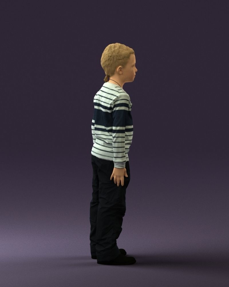 Kid in white blue blouse 0812 3D model_12
