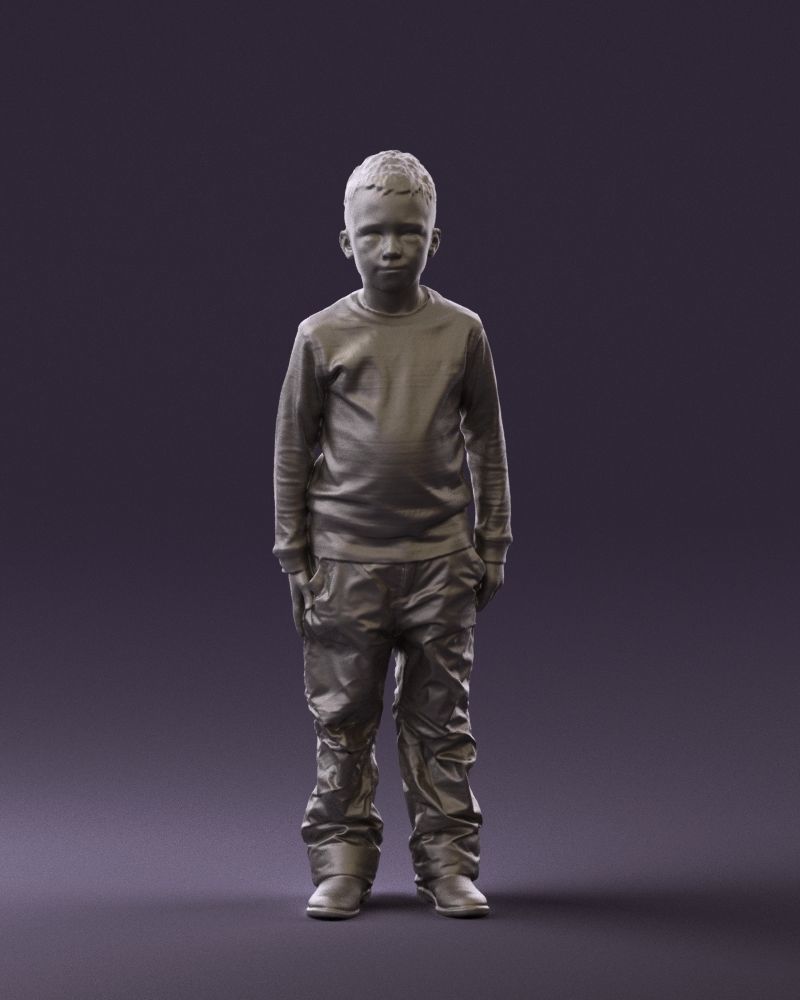 Kid in white blue blouse 0812 3D model_34