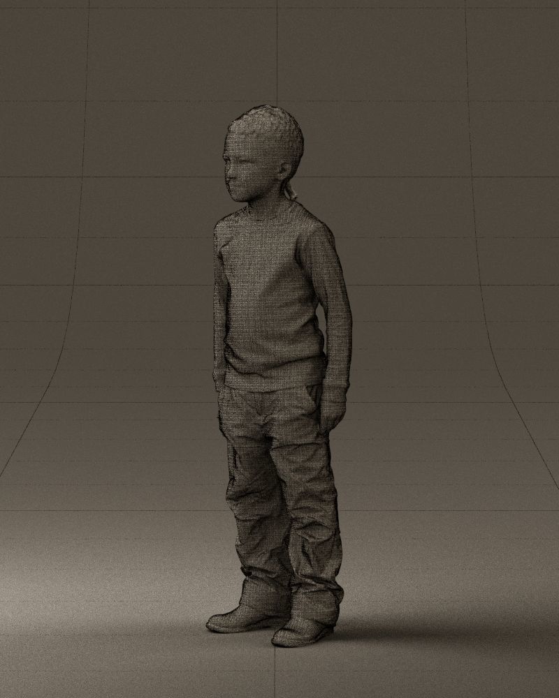 Kid in white blue blouse 0812 3D model_29