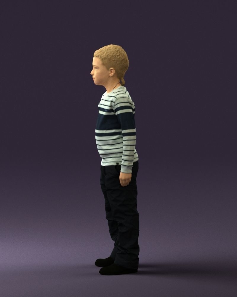 Kid in white blue blouse 0812 3D model_24