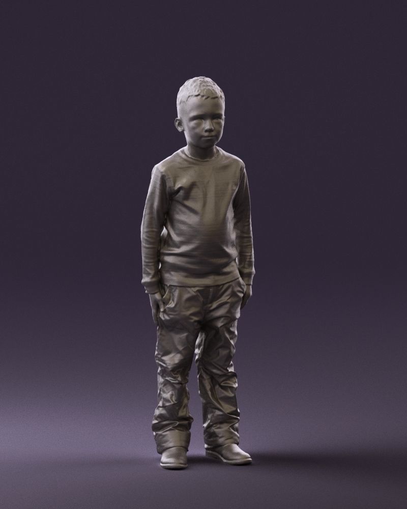 Kid in white blue blouse 0812 3D model_4