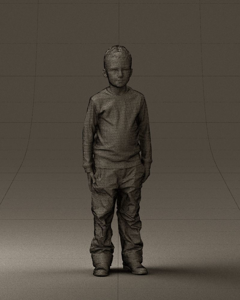 Kid in white blue blouse 0812 3D model_2