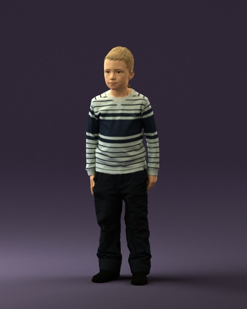Kid in white blue blouse 0812 3D Print Ready 3D print model_21