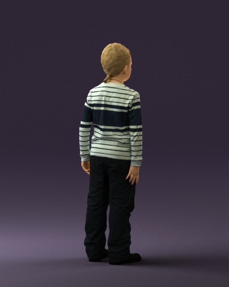 Kid in white blue blouse 0812 3D Print Ready 3D print model_11