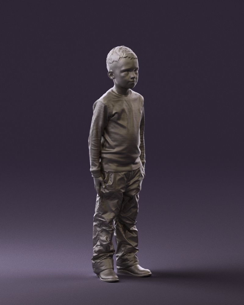 Kid in white blue blouse 0812 3D Print Ready 3D print model_4