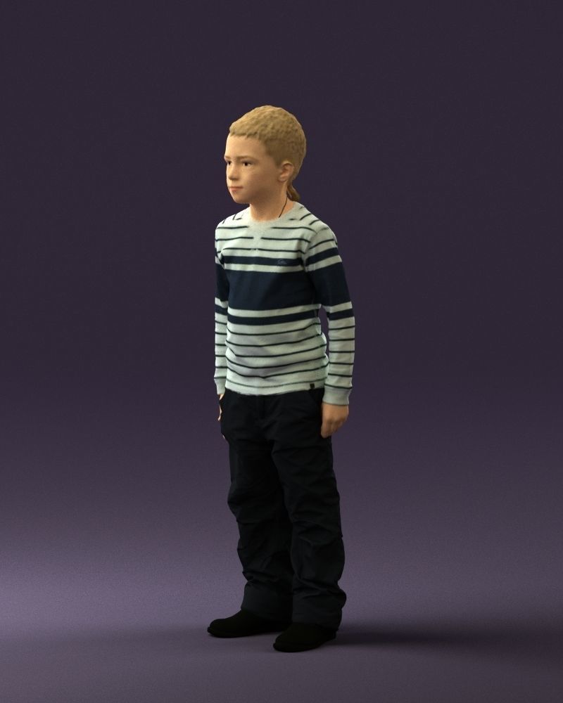 Kid in white blue blouse 0812 3D Print Ready 3D print model_19