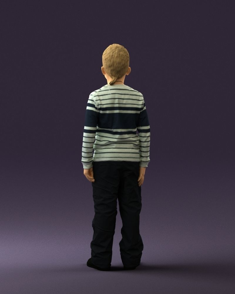 Kid in white blue blouse 0812 3D Print Ready 3D print model_13