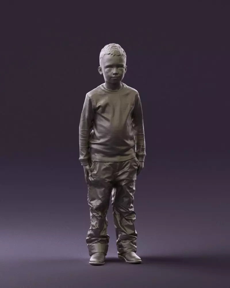 Kid in white blue blouse 0812 3D Print Ready 3D print model_0