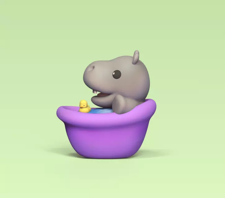 Hippo Bath 3D print model