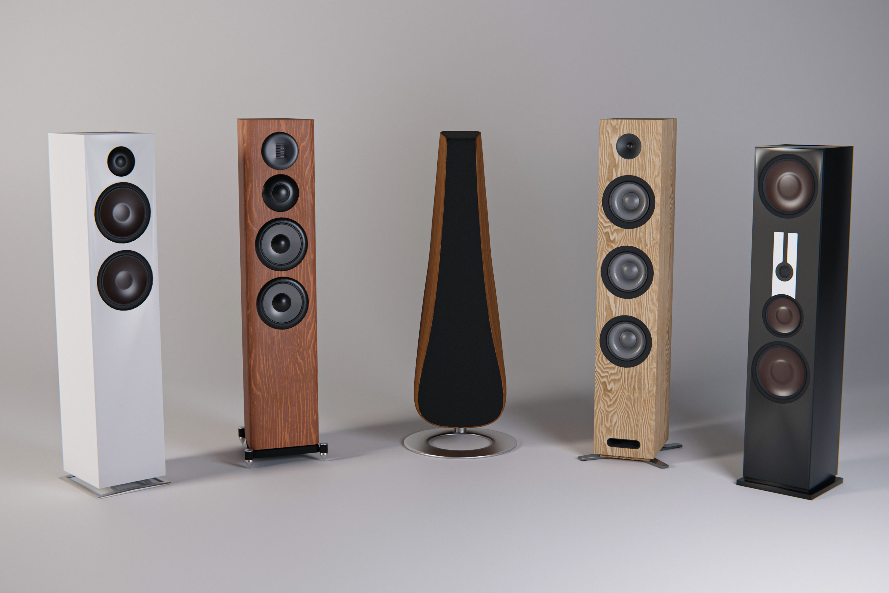 Set of speakers Low-poly 3D model_1