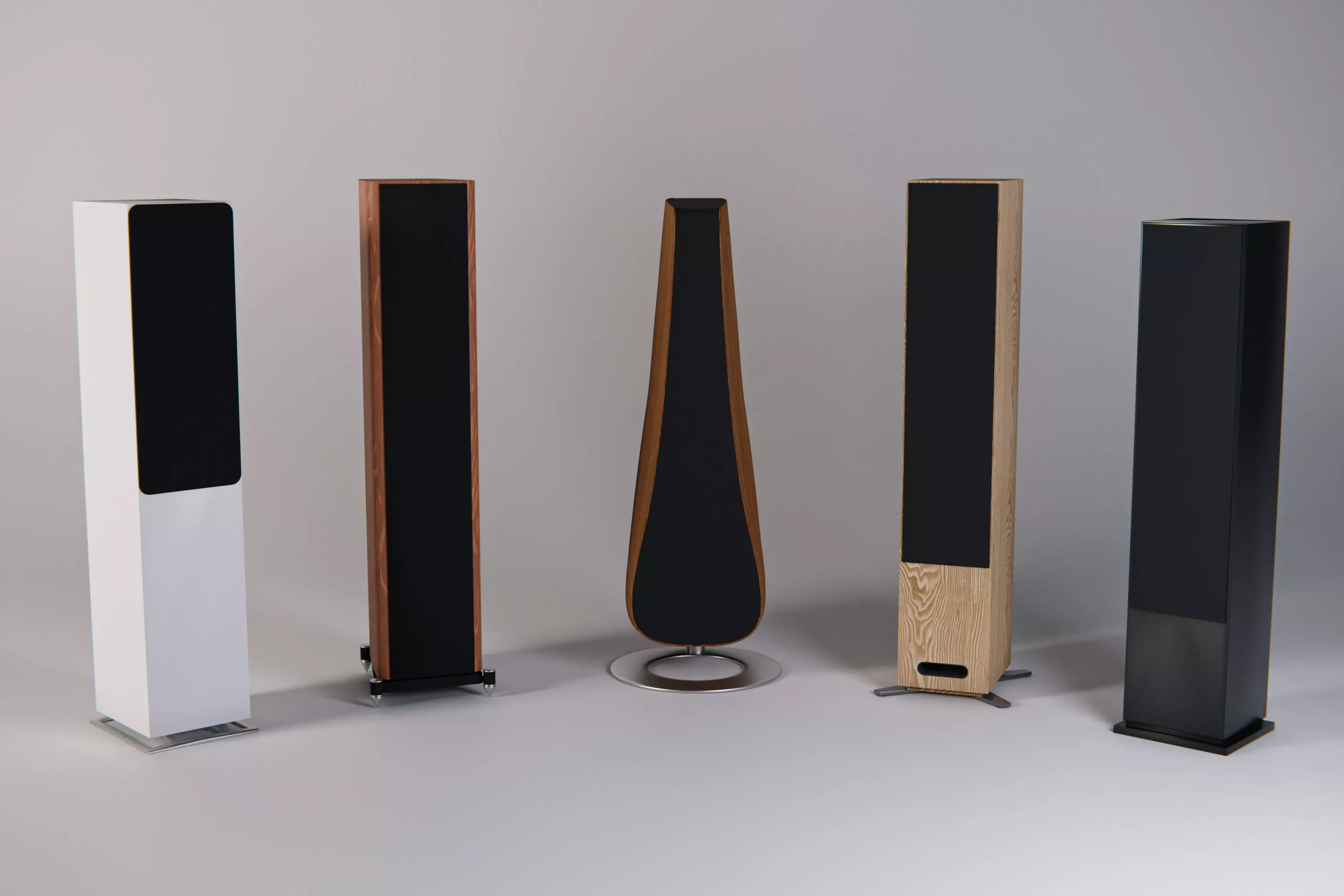 Set of speakers Low-poly 3D model_0