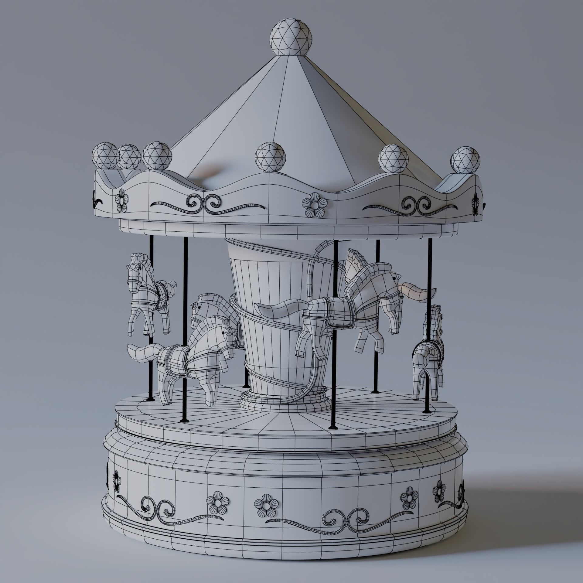 Musical  carousel 3D model_4