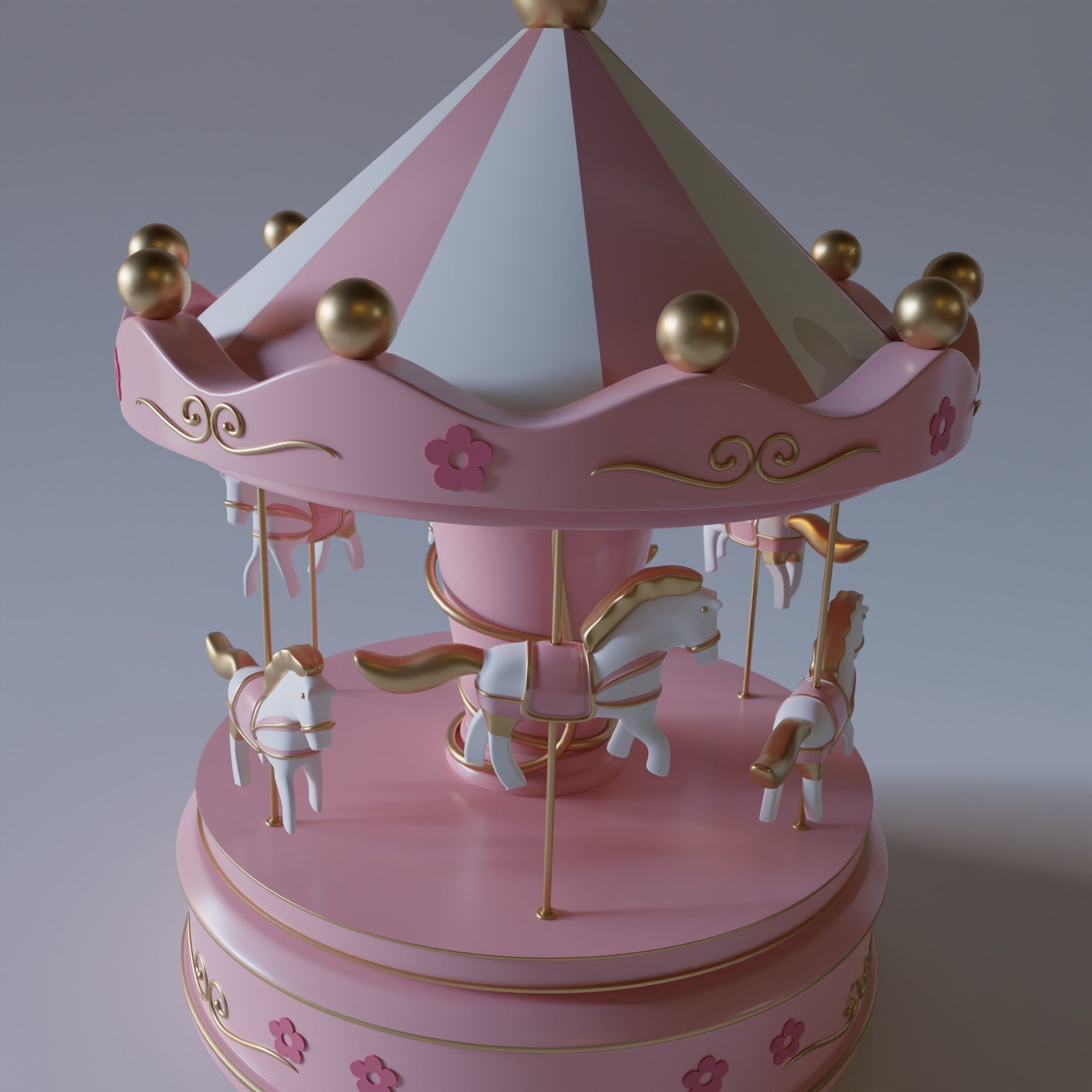 Musical  carousel 3D model_3
