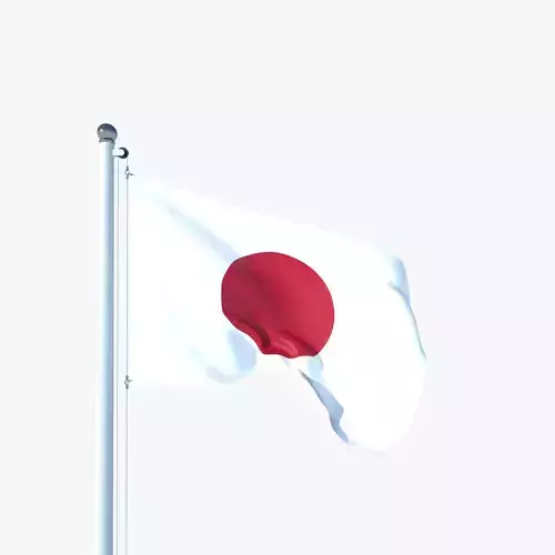 Animated Flag of Japan Low-poly 3D model