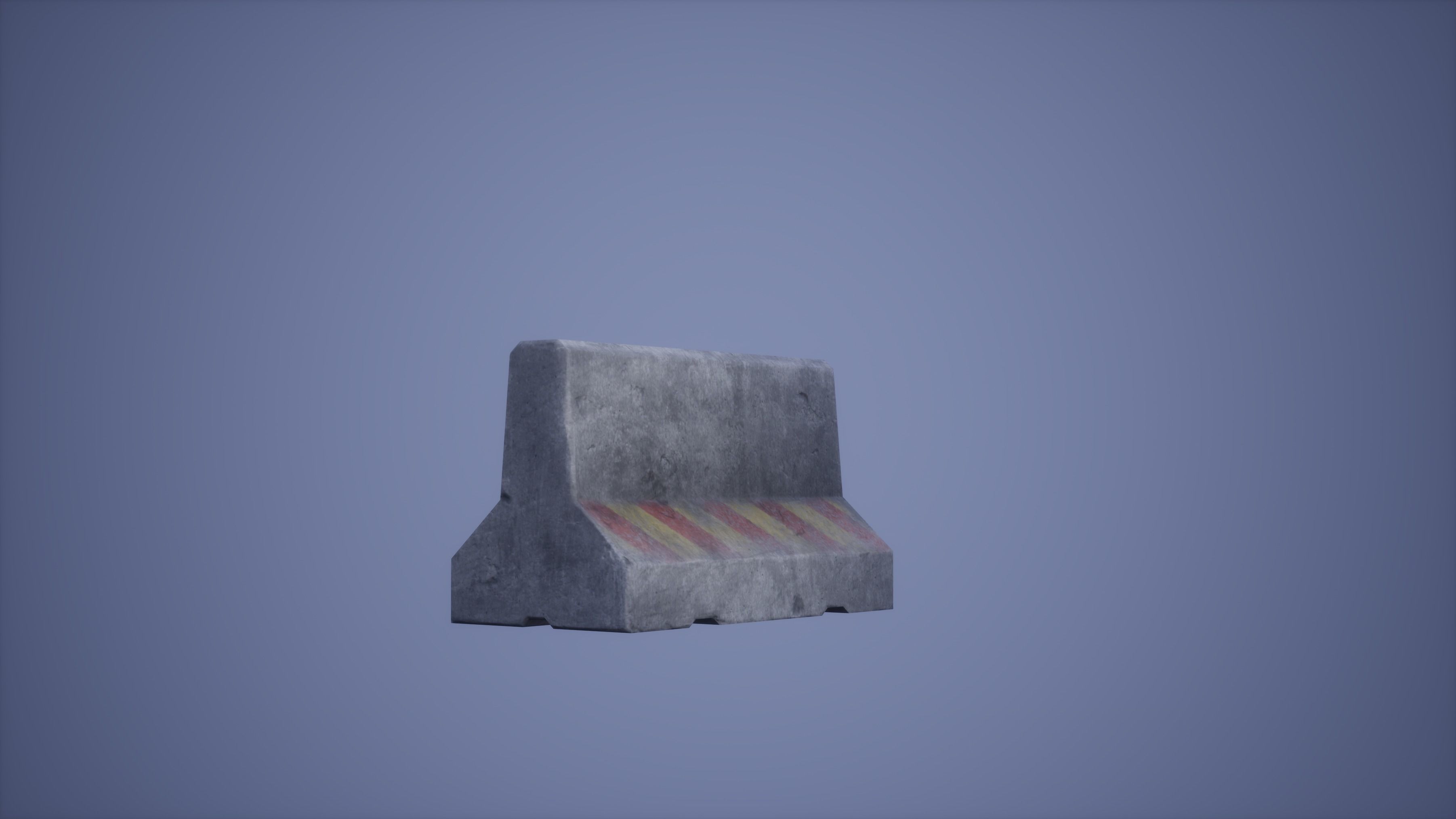 Barriers Set Low Poly Game Ready concrete blocks Low-poly 3D model_4
