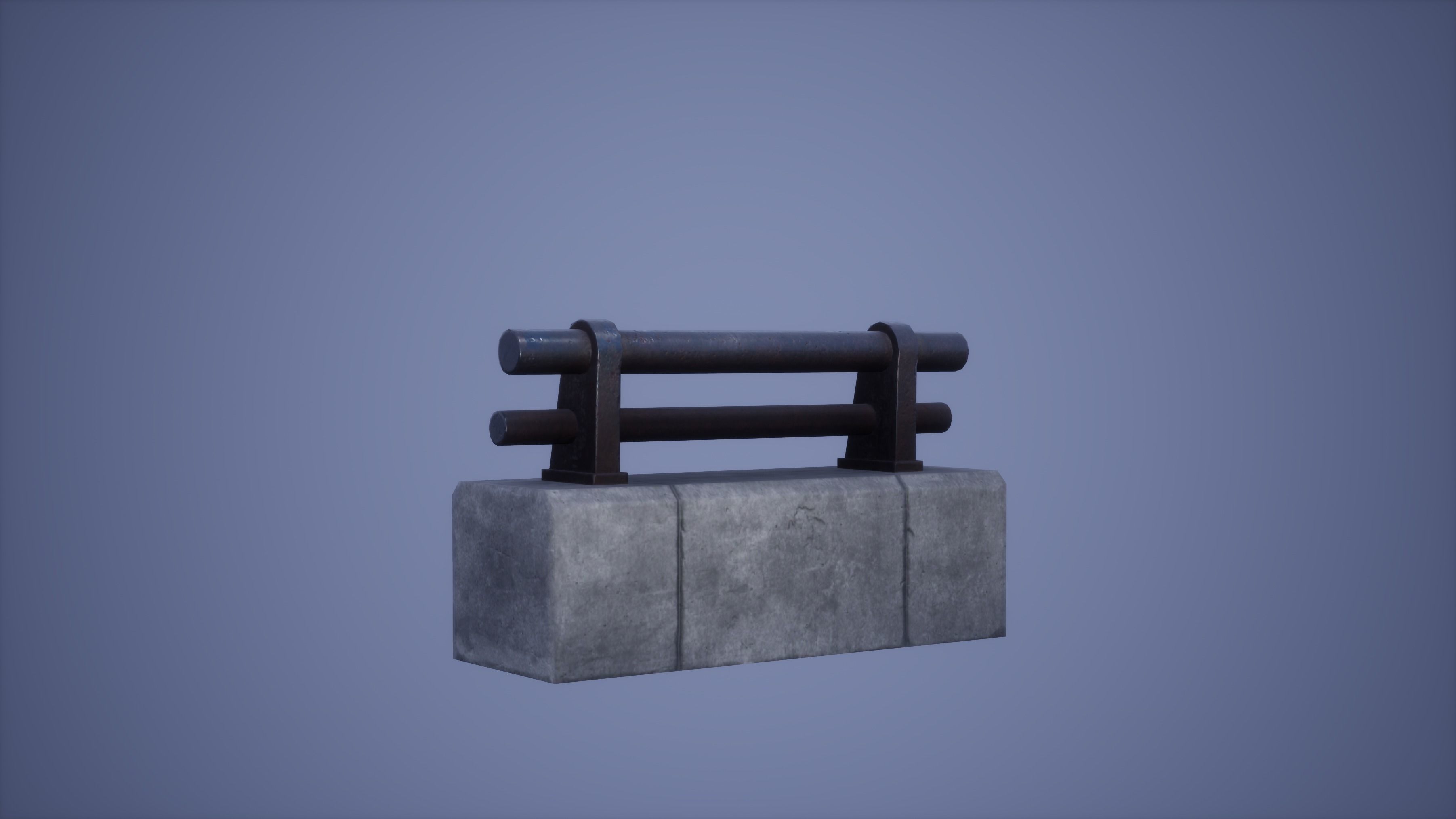 Barriers Set Low Poly Game Ready concrete blocks Low-poly 3D model_2