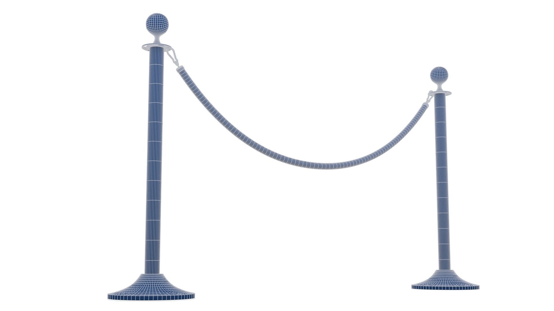 Rope Barrier Low-poly 3D model_20