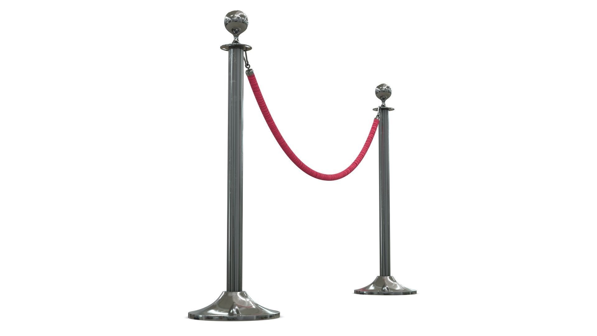 Rope Barrier Low-poly 3D model_3