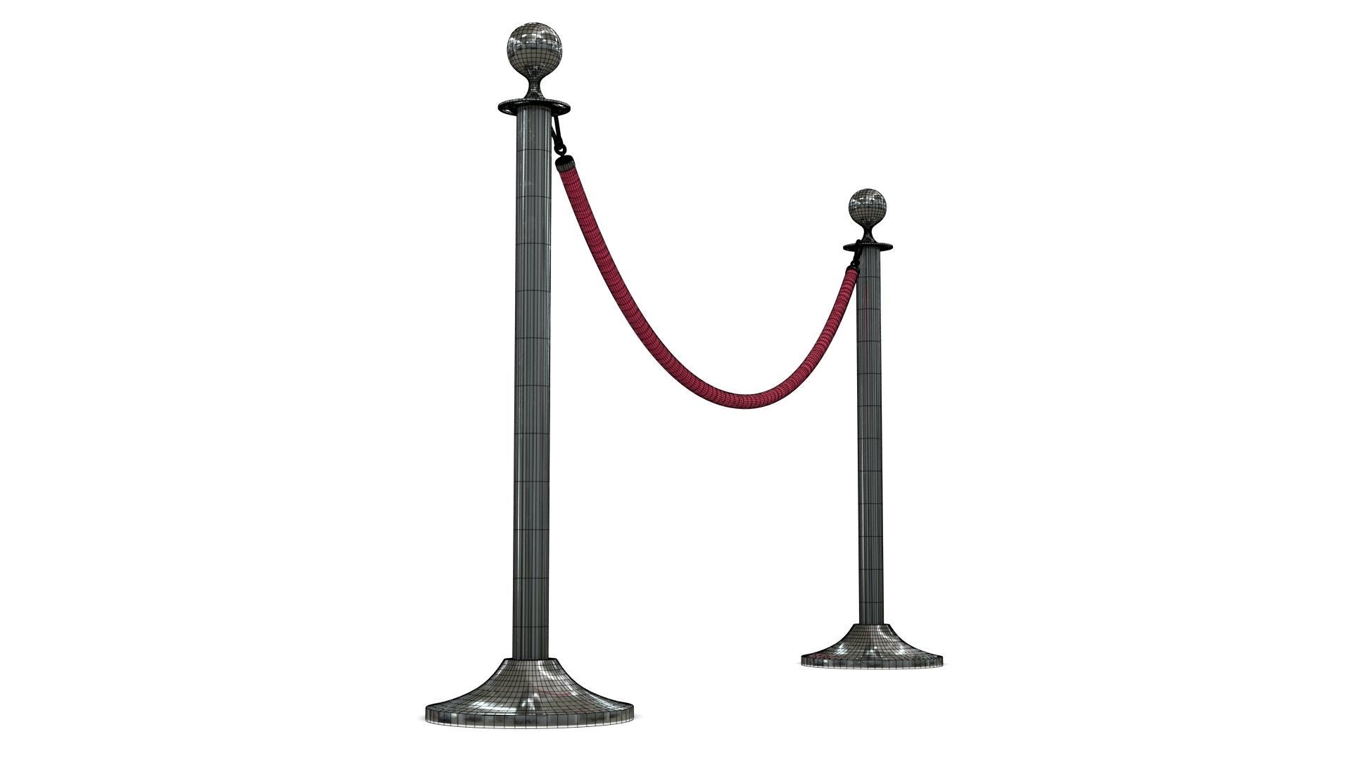 Rope Barrier Low-poly 3D model_13