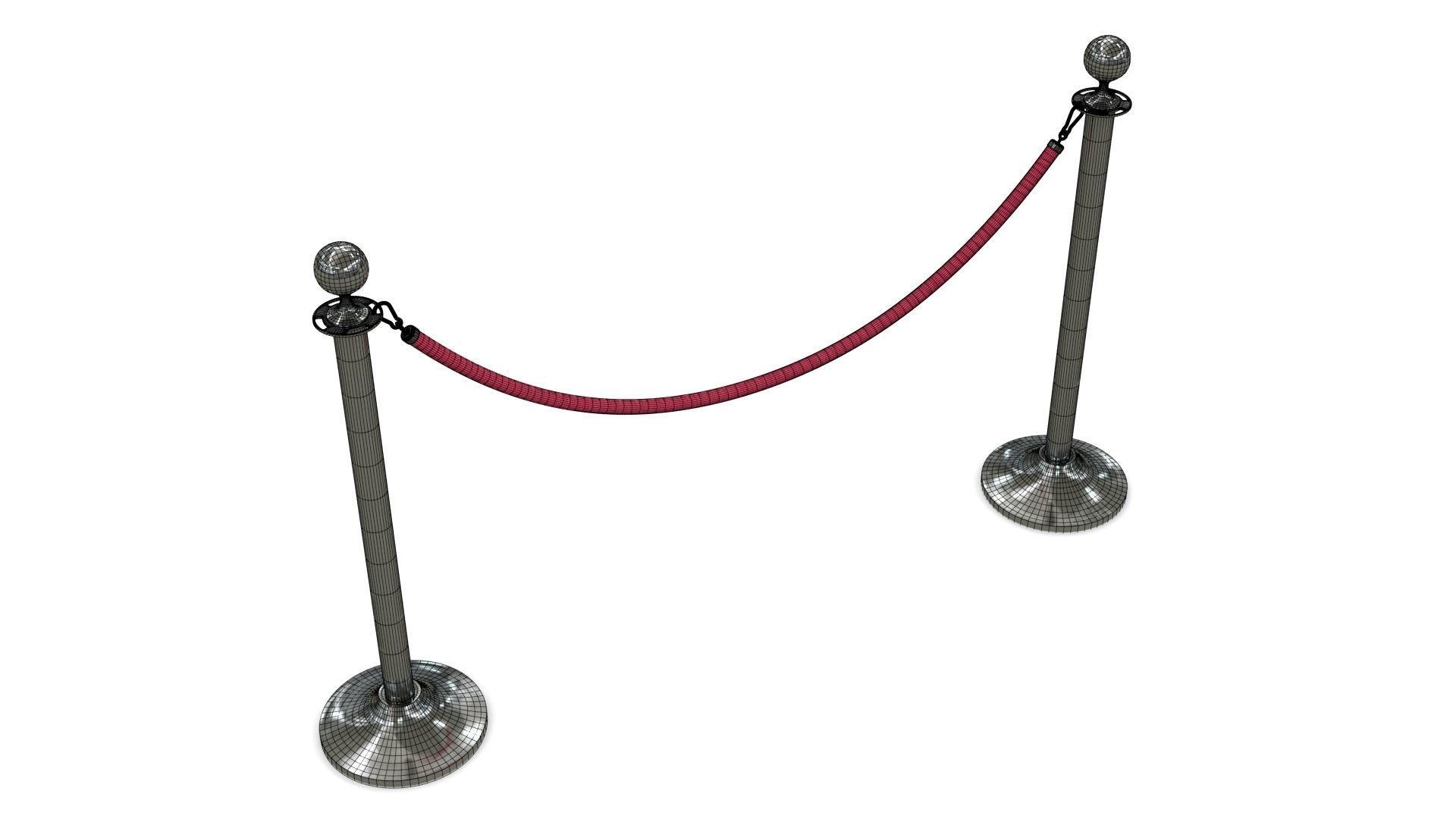 Rope Barrier Low-poly 3D model_14