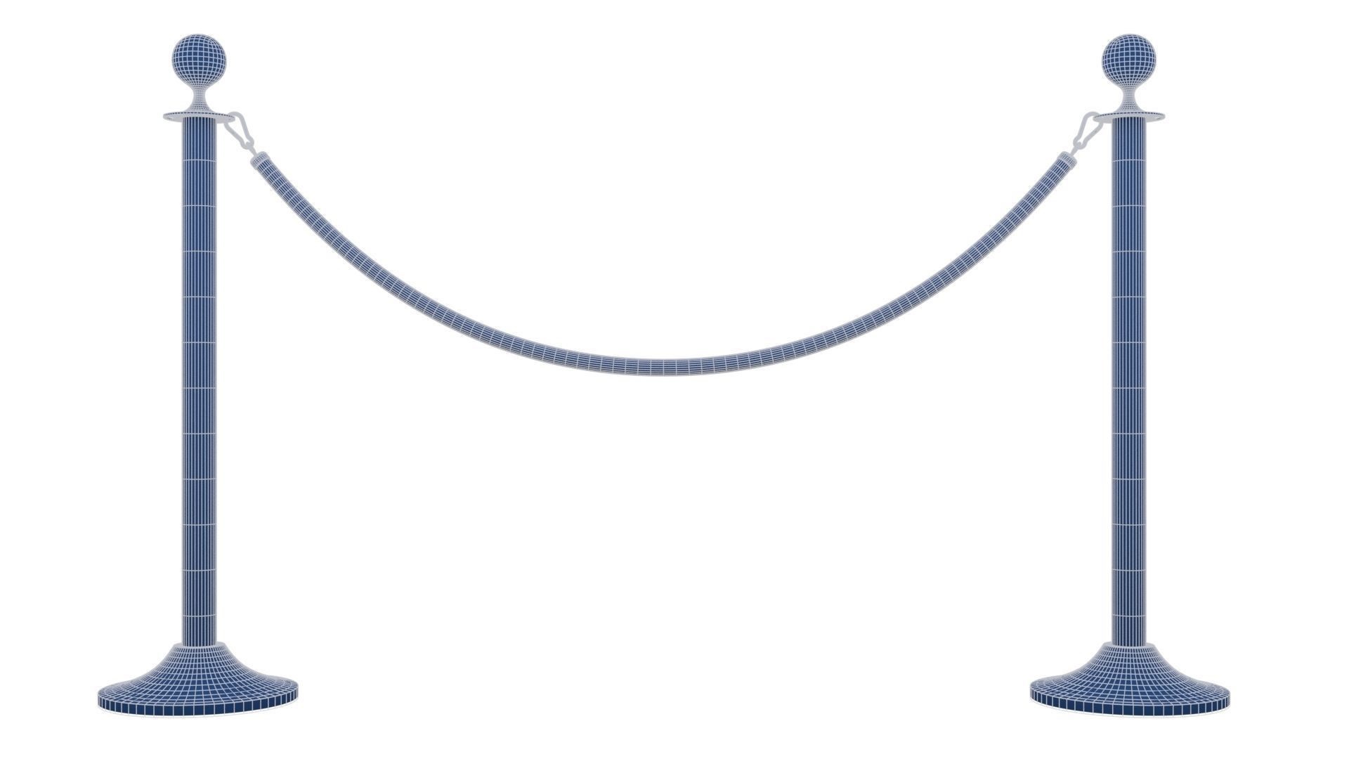 Rope Barrier Low-poly 3D model_21